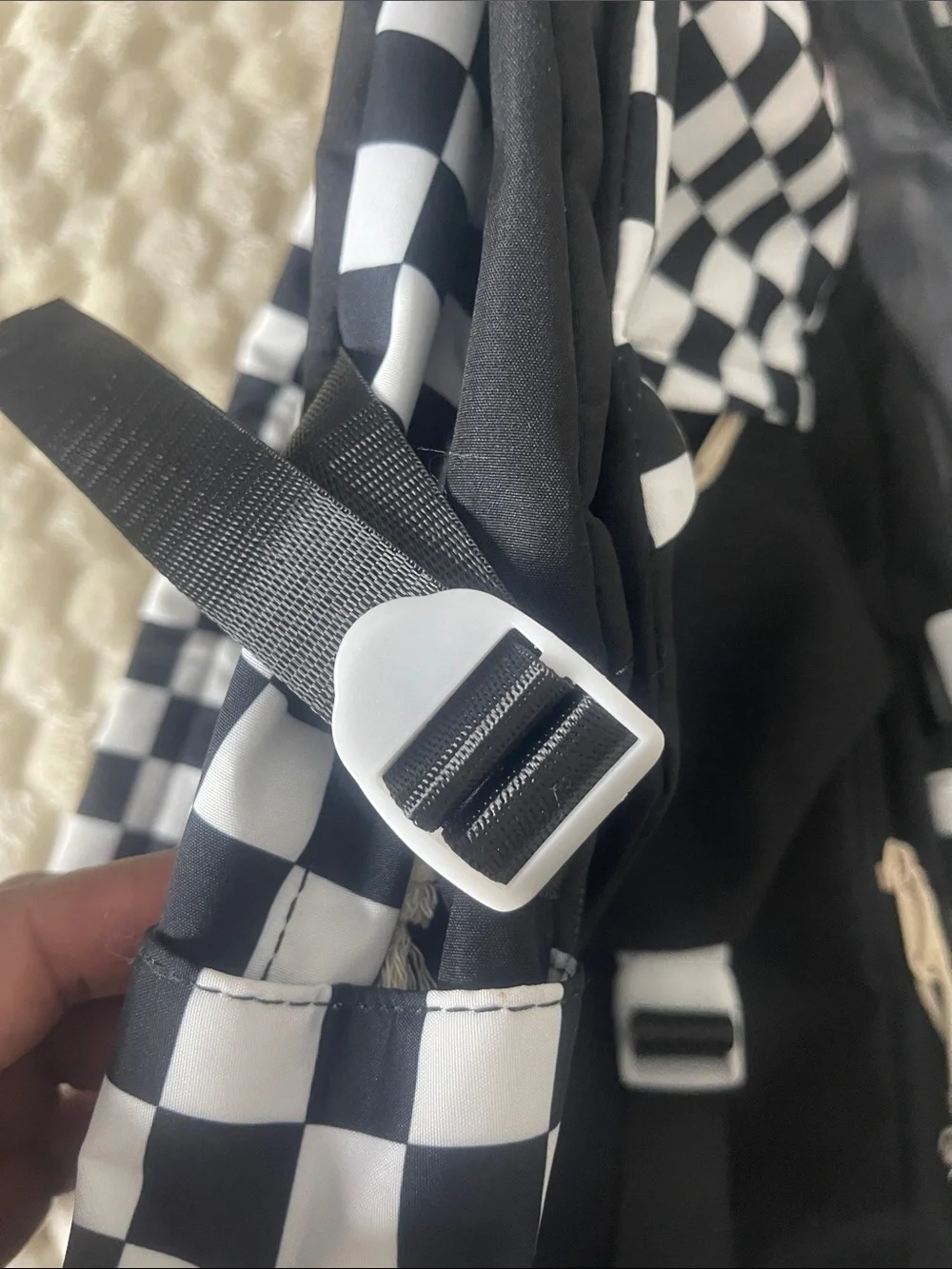 NWT Boy’s Black & White Checkerboard Kids School Backpack Multiple Pockets & Zip